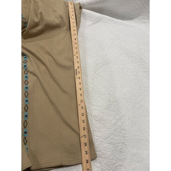 RALPH LAUREN Jeans Womens  Tan w/Turquoise Beaded Design Southwestern Sz 20 W - Picture 9 of 10